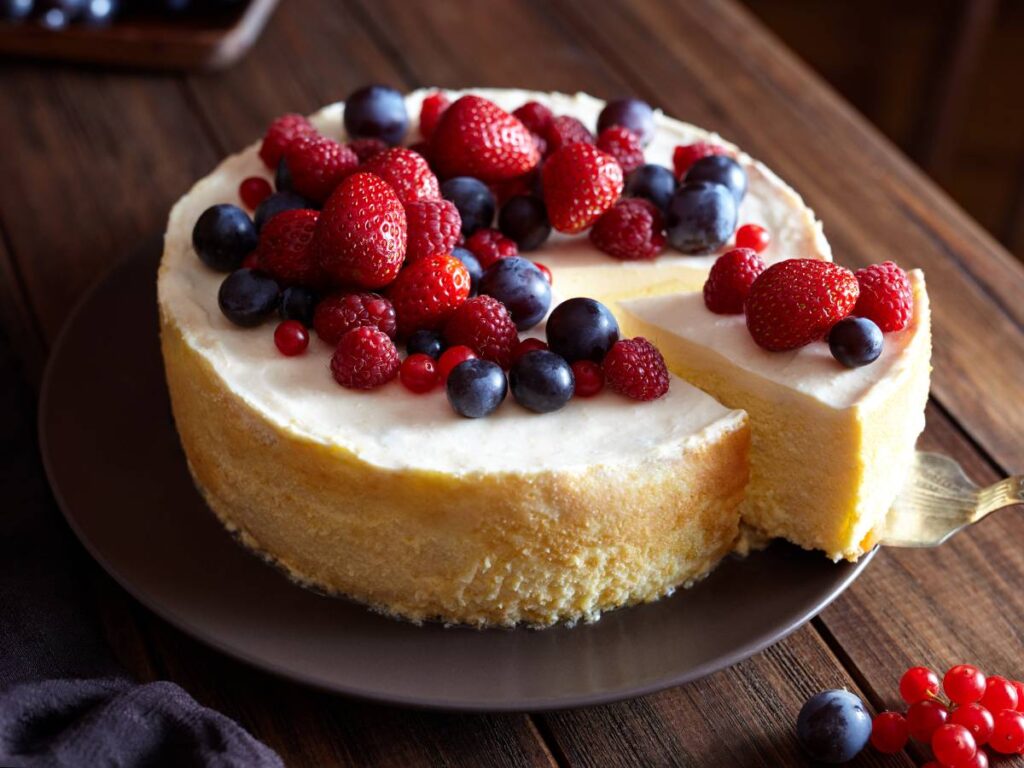 Ciasto z owocami. Obrazek w artykule Przepis na pyszne ciasto z serkiem mascarpone. Odkryj, jak zrobić pyszne i efektowne ciasto